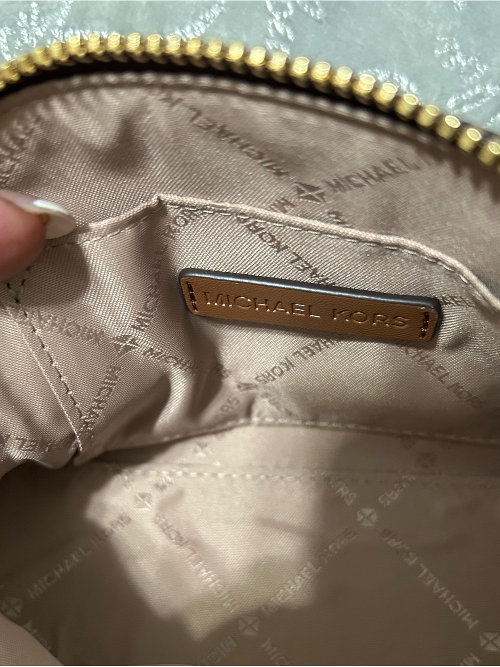 NWT Michael Kors Small Jet Brown Cosmetic Pouch-Pink/Green/Yellow Fruit Print - Picture 7 of 9